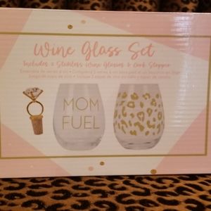 Stemless Wine glass set. "Mom Fuel"